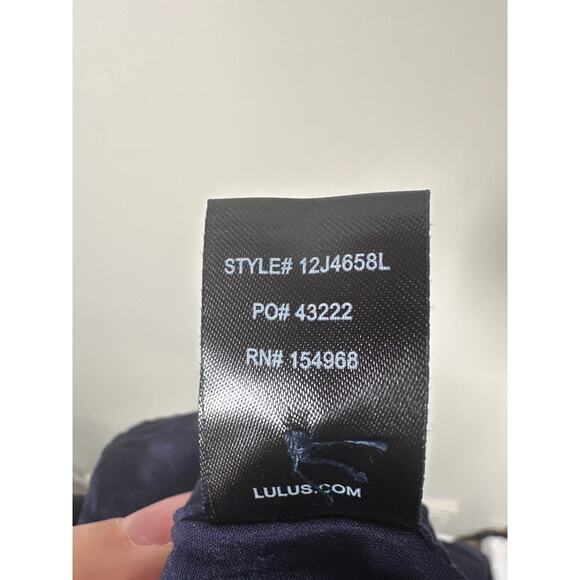 Lulus PURA VIDA NAVY BLUE TROPICAL PRINT BUTTON-UP HIGH-LOW MIDI DRESS Small - Picture 10 of 10